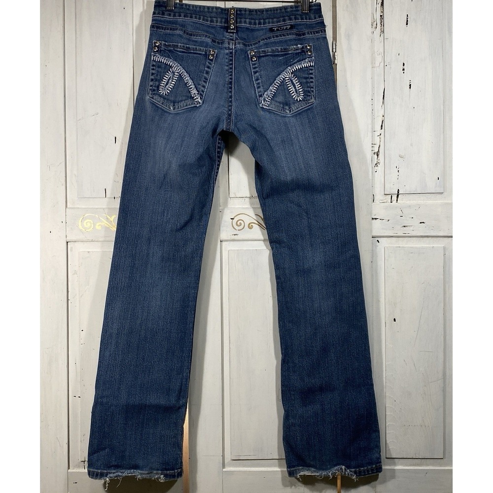 Cowgirl Tuff Jeans 28x33 Blue Low-Rise Bootcut Embroidered Pockets Studs Western